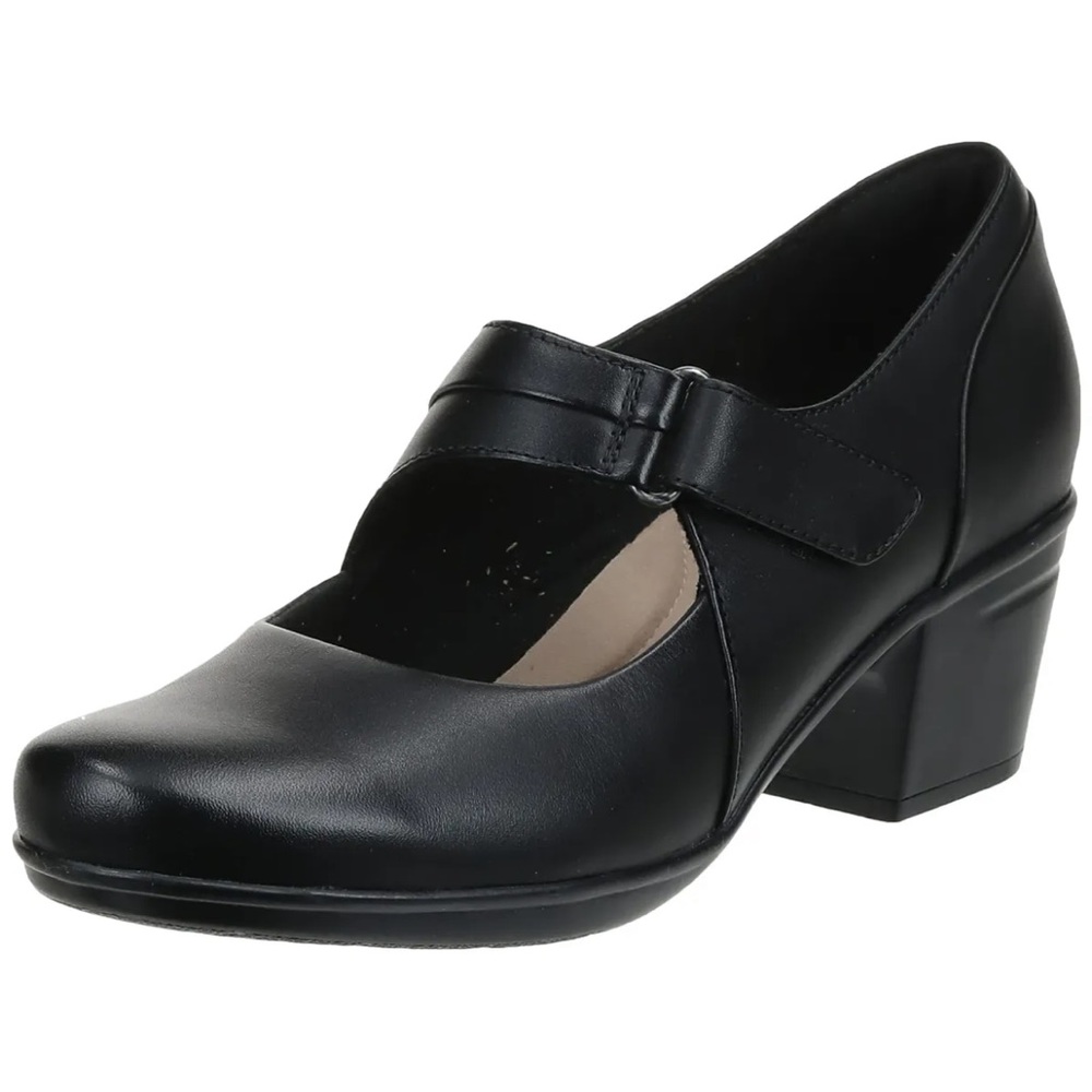 New collection by Clarks womens Emslie Lulin Dress Pump Shoes leather Black 8M